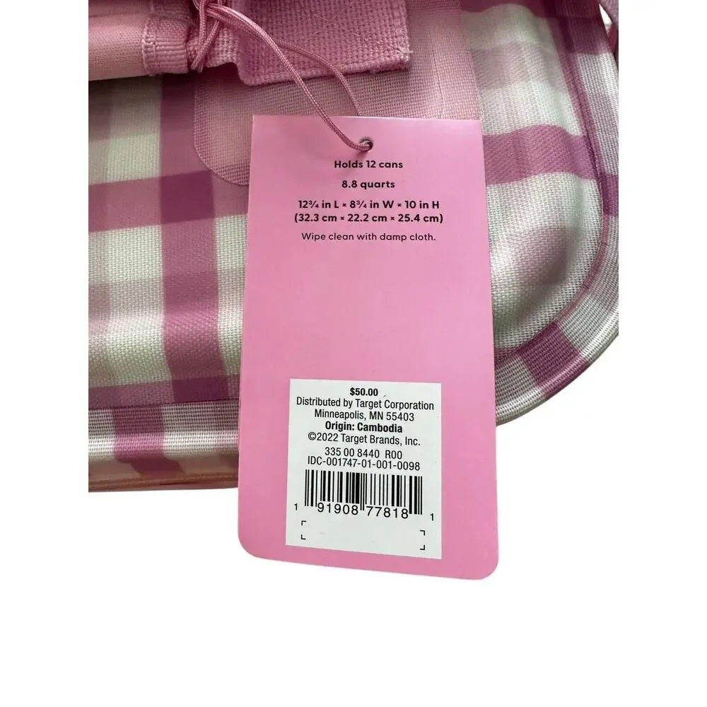 New Stoney Clover Lane Target Exclusive Pink White Gingham Check Softside Cooler